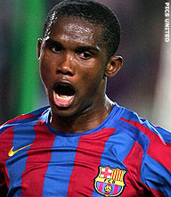 Samuel Eto'o start kampioensfeestje Barça