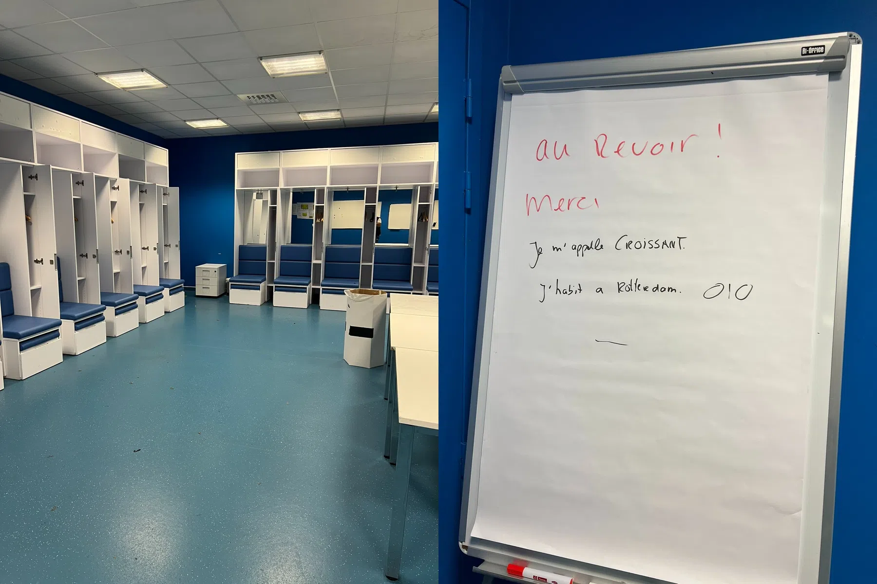 'Je m'appelle croissant': Feyenoord trapt lol in brandschone kleedkamer