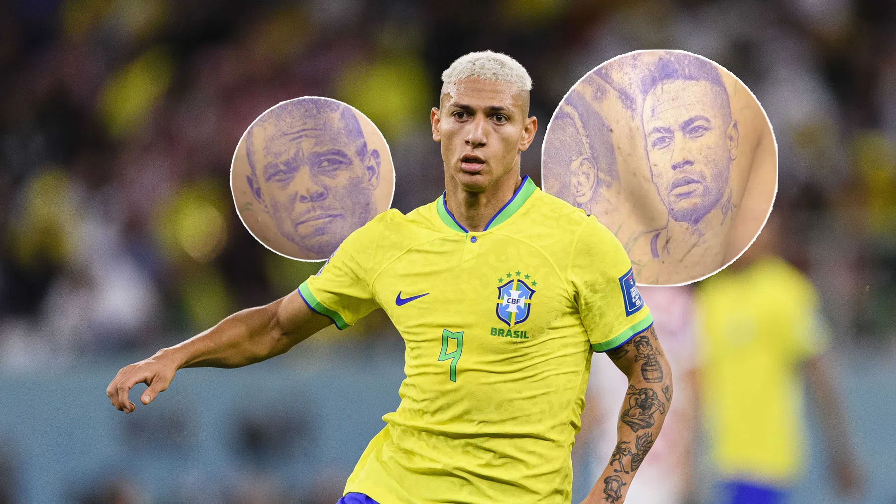 Richarlison eert Neymar en Ronaldo met reusachtige tatoeage