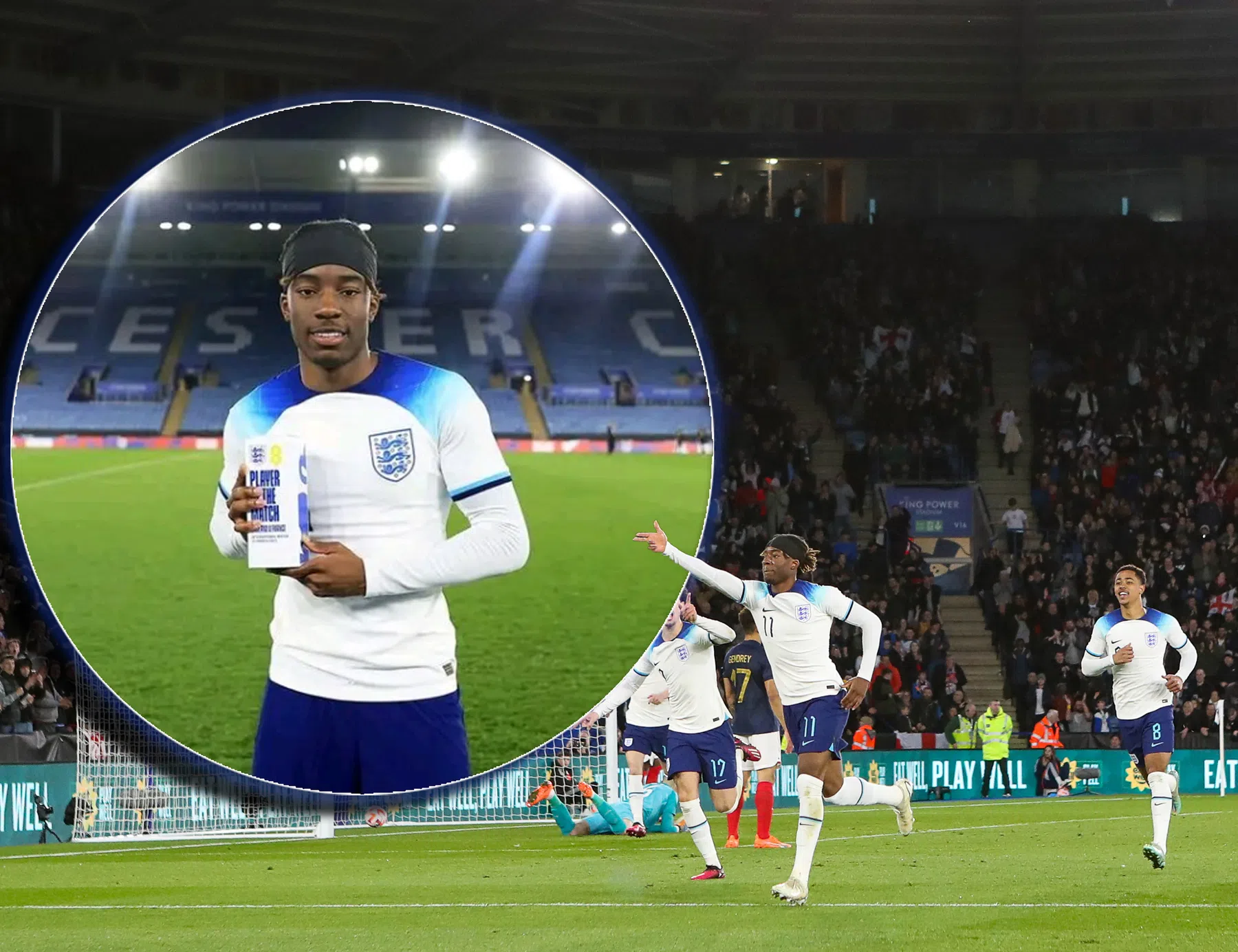 Invaller Madueke geeft masterclass aan Jong Frankrijk in oefeninterland