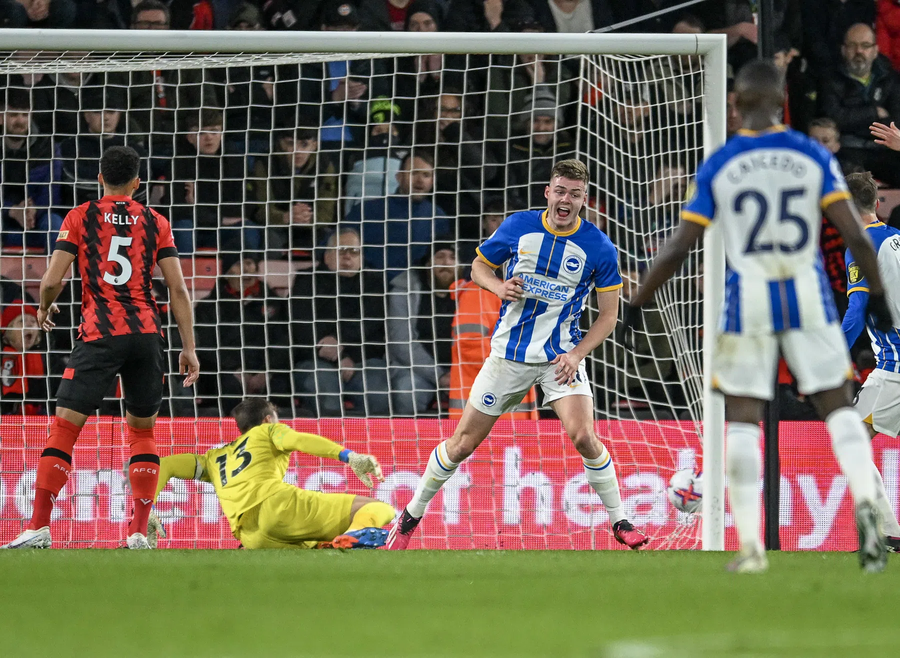 Prachtgoal Ferguson houdt Brighton in de race voor Champions League