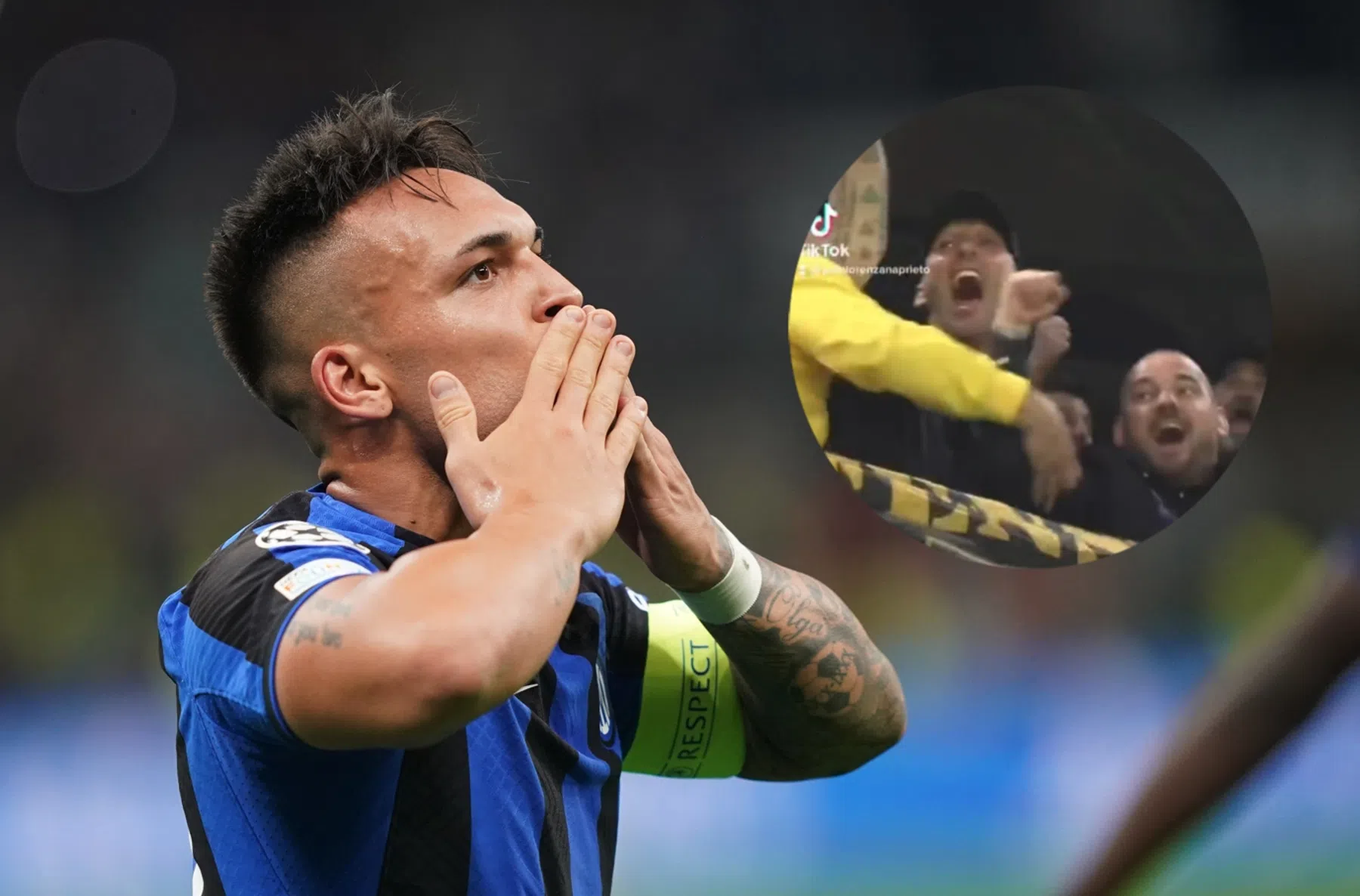 Bijzondere beelden: Sneijder gaat uit zijn dak bij harde kern Inter