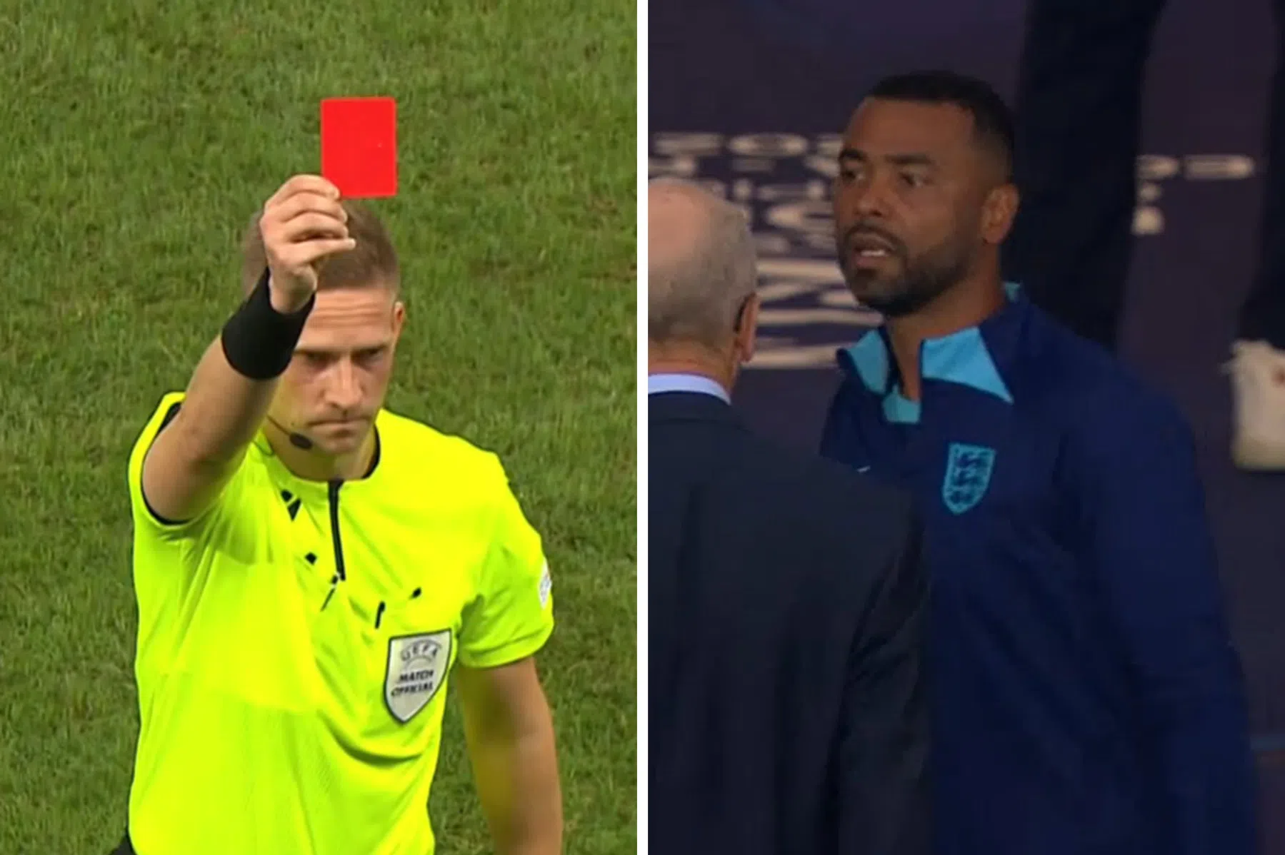 Gemoederen lopen hoog op tijdens O21-finale: Ashley Cole krijgt rood