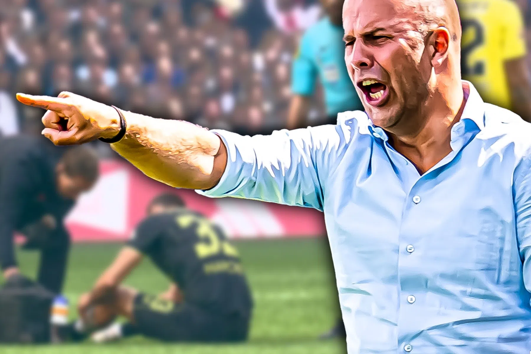 Dit doet Arne Slot tijdens een blessurebehandeling