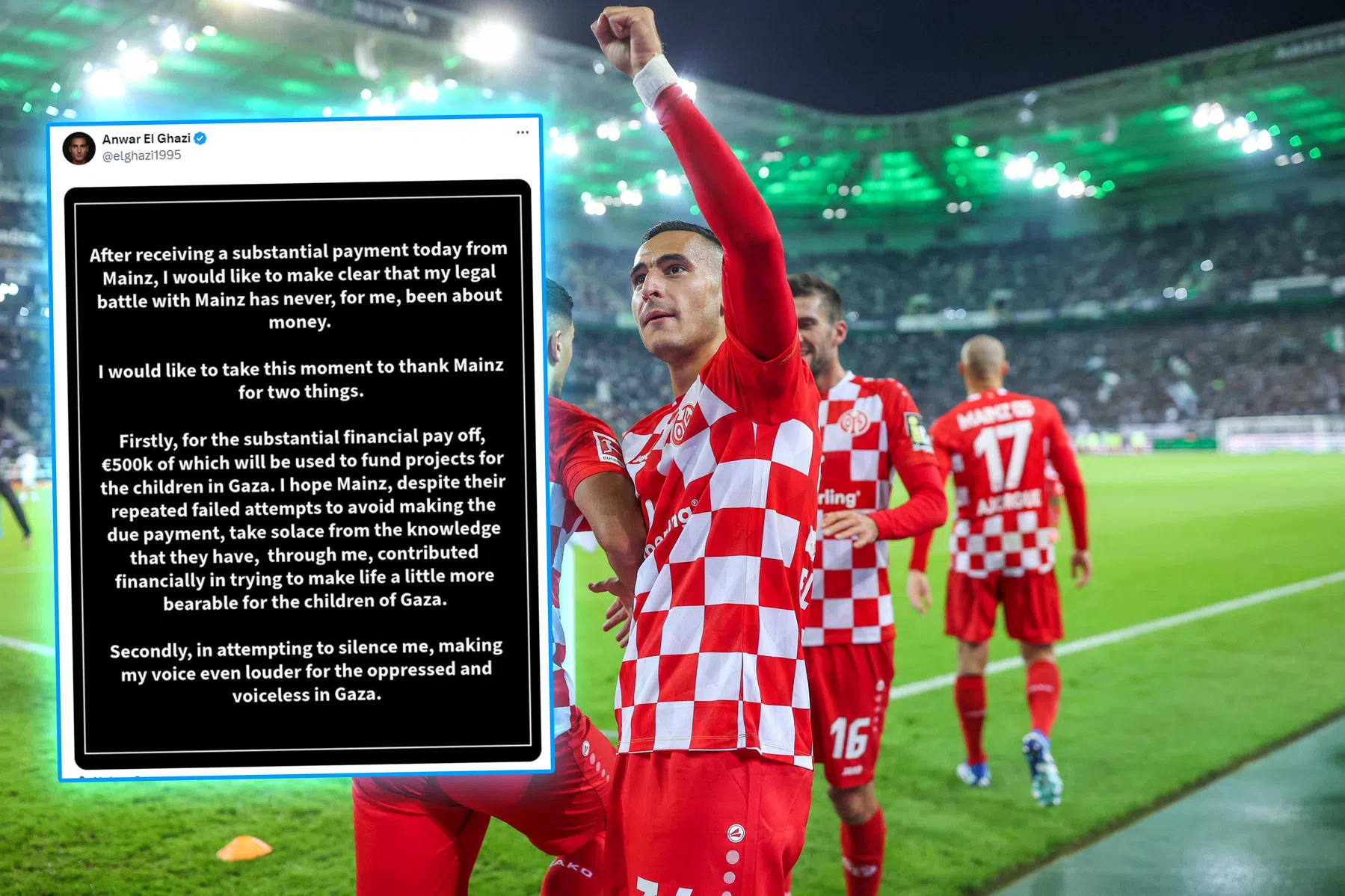 El Ghazi strooit extra zout in wond Mainz met mooi gebaar
