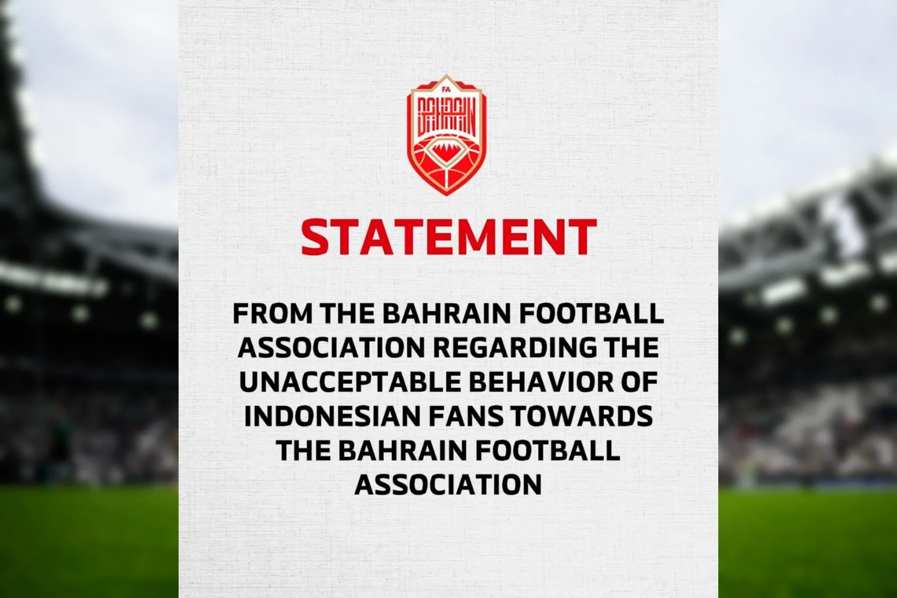 Bahrein wil niet in Indonesië spelen na 'onacceptabel gedrag' van fans