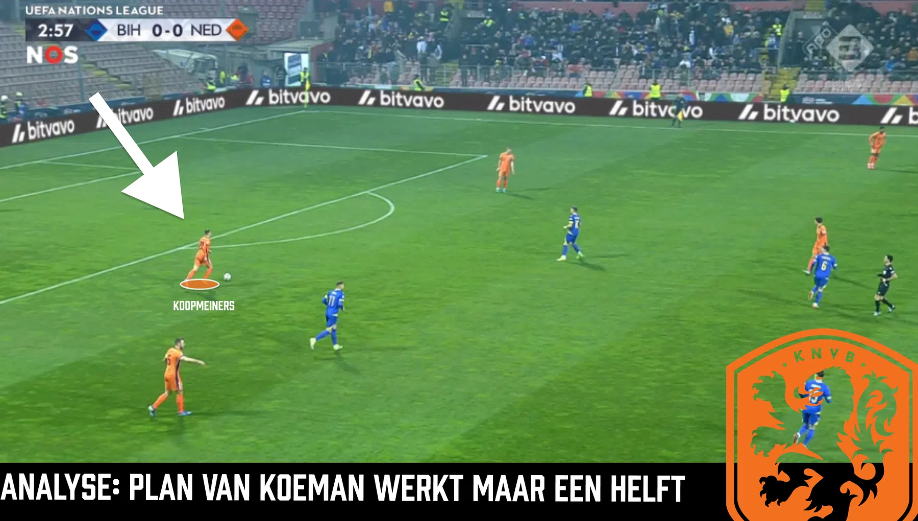 Tactische rol Koopmeiners ontregelt Bosnië-Herzegovina slechts een helft
