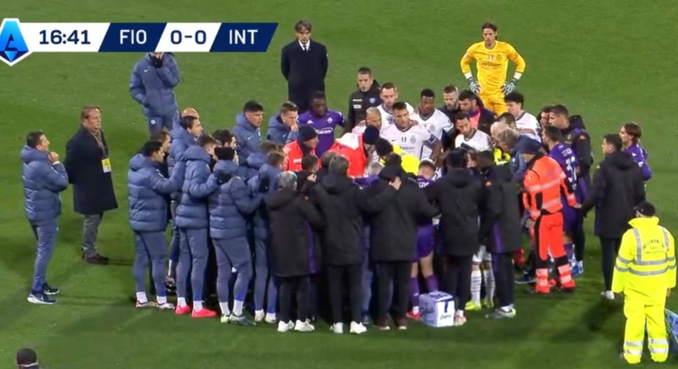 Duel tussen Fiorentina en Inter gestaakt na plots neervallen Bove