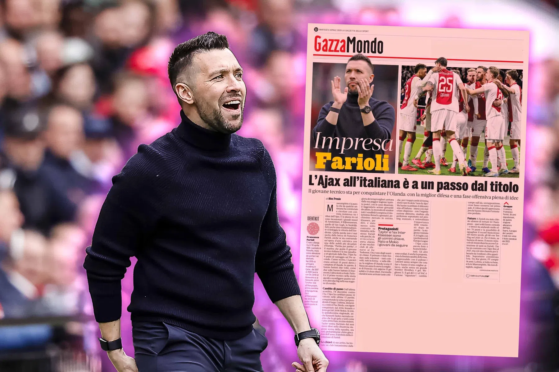 Farioli krijgt hele pagina in La Gazzetta: 'Hij verovert Nederland met Italiaans Ajax'