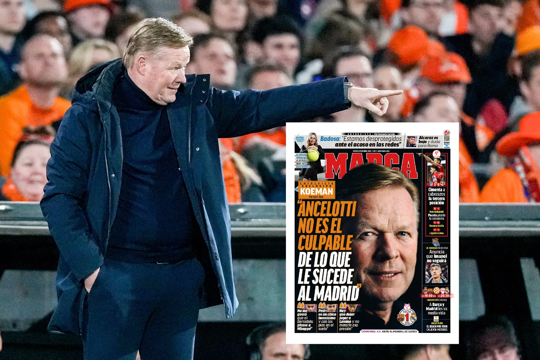 Koeman op voorpagina in Spanje: 'Ancelotti is niet de schuldige'