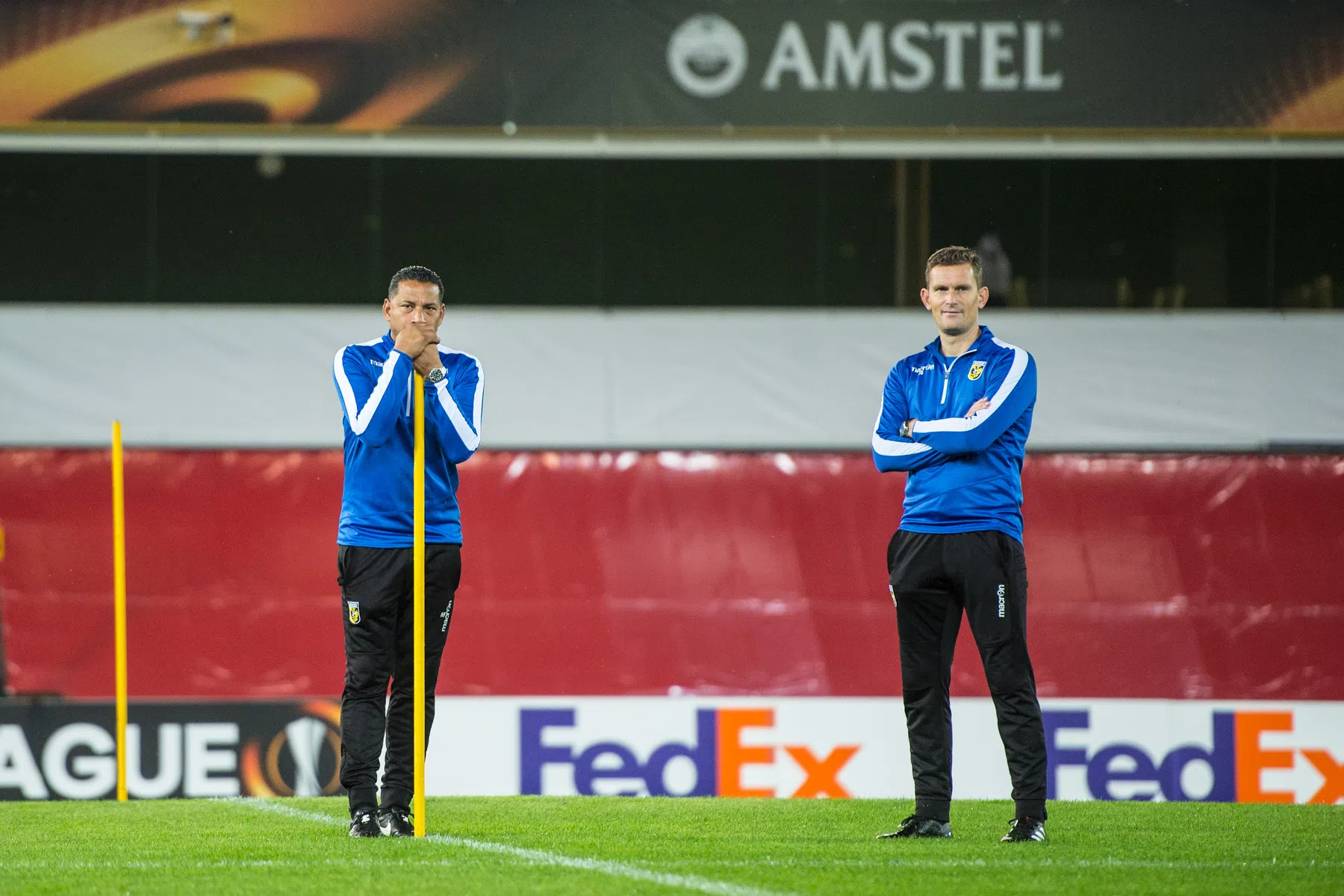 Seegers (rechts) in zijn tijd bij Vitesse onder hoofdtrainer Henk Fraser (links).