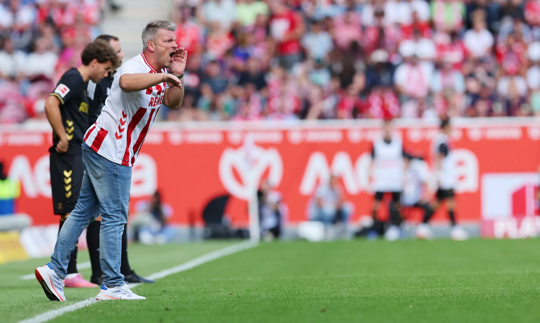 Kippenvel of lijk je minder dik? Köln-trainer staat in thuistenue langs de kant