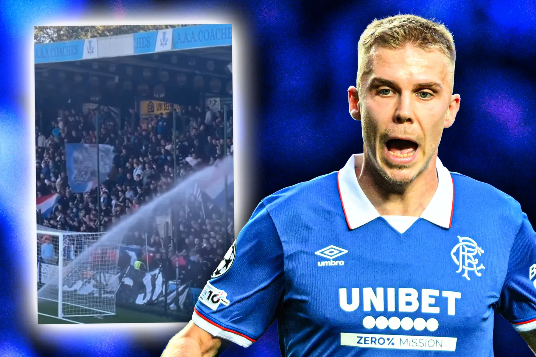 Een wel heel koude douche voor meegereisde Rangers-fans