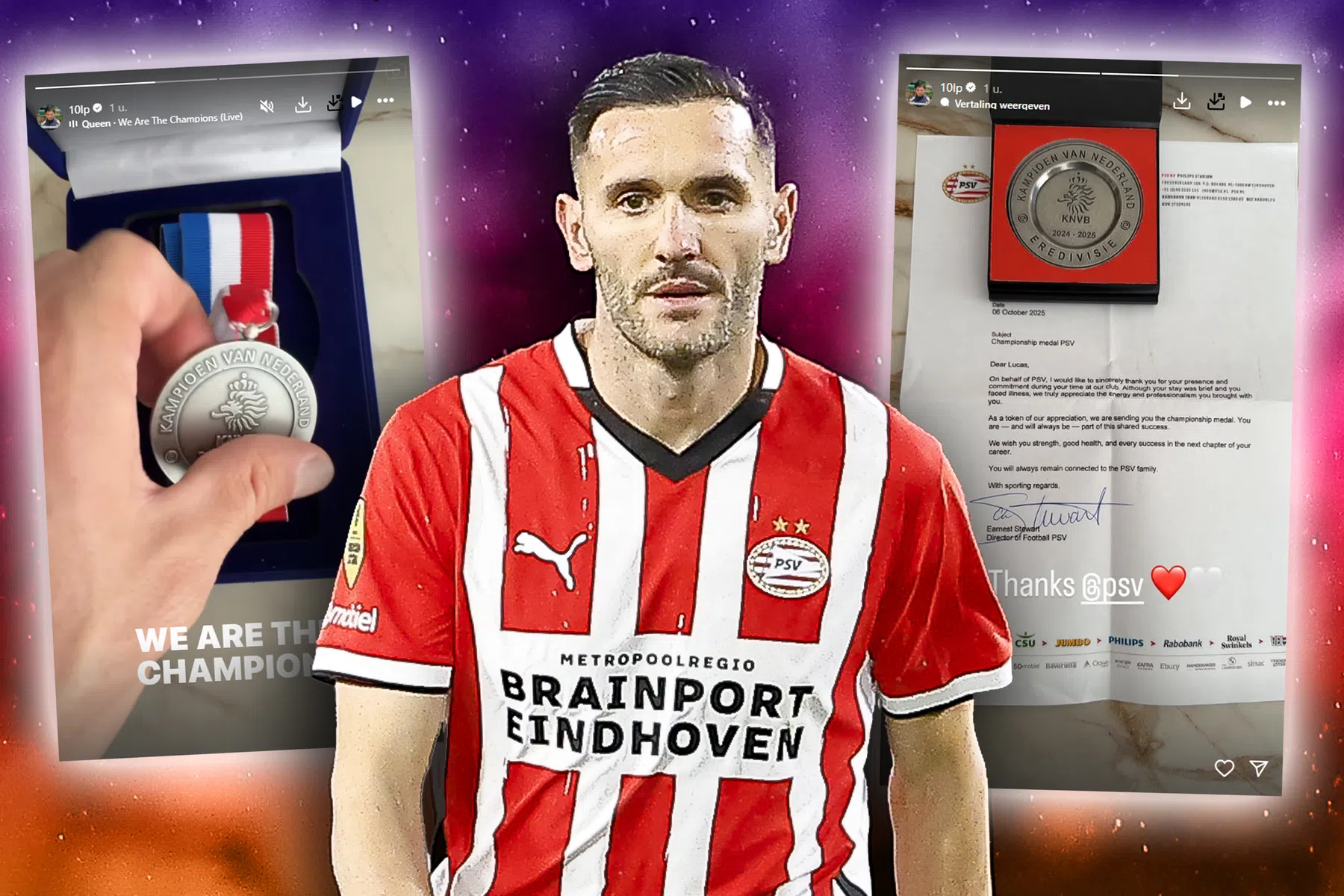 Lucas Pérez ontvangt 141 dagen na landstitel PSV zijn kampioensmedaille